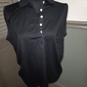 Nike Black Button Down Sleeveless Top